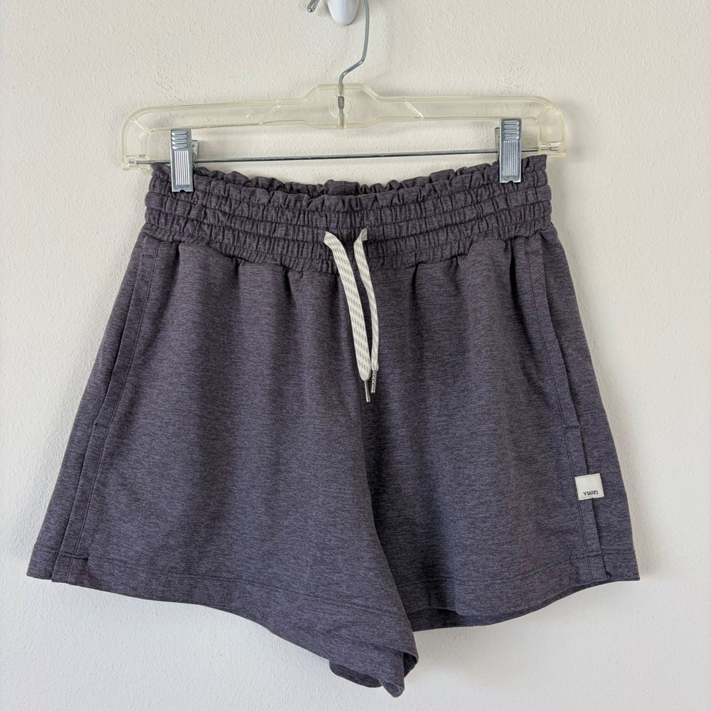 Vuori Boyfriend Shorts Heather Purple Smocked Waist VW3013 Womens XS